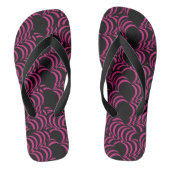 Abstracte tunnelstalen roze zwart teenslippers (Voetbed)