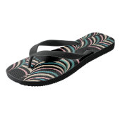 Abstracte tunnelwervelingen roze groen zwart teenslippers (Schuin)