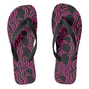 Abstracte Tunnelwervelingen Roze Zwart Teenslippers