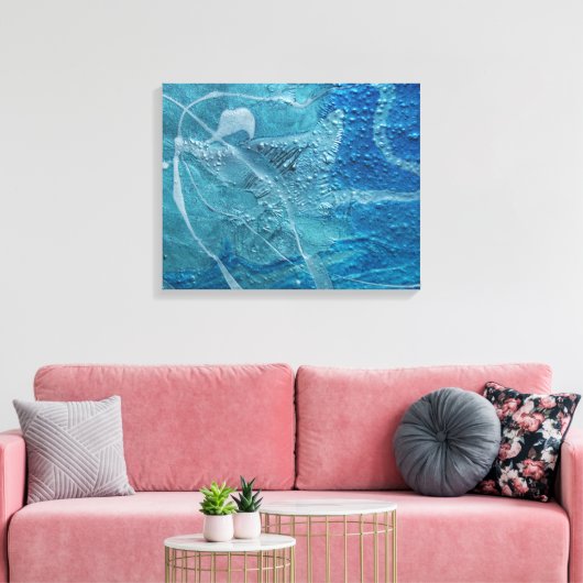 abstracte turkooistextuur canvas afdruk (Insitu (Woonkamer))