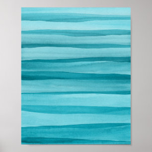 Abstracte turkooizen waterverflijnen poster
