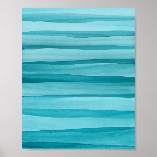 Abstracte turkooizen waterverflijnen poster (Voorkant)