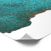 Abstracte Turquoise Blauwgroen Gold Alcohol Ink Poster (Hoek)