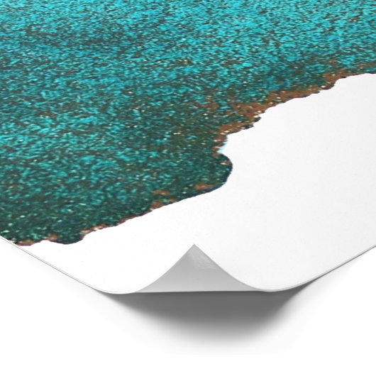 Abstracte Turquoise Blauwgroen Gold Alcohol Ink Poster (Hoek)