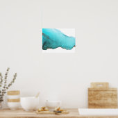 Abstracte Turquoise Blauwgroen Gold Alcohol Ink Poster (Keuken)