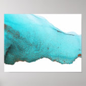 Abstracte Turquoise Blauwgroen Gold Alcohol Ink Poster (Voorkant)