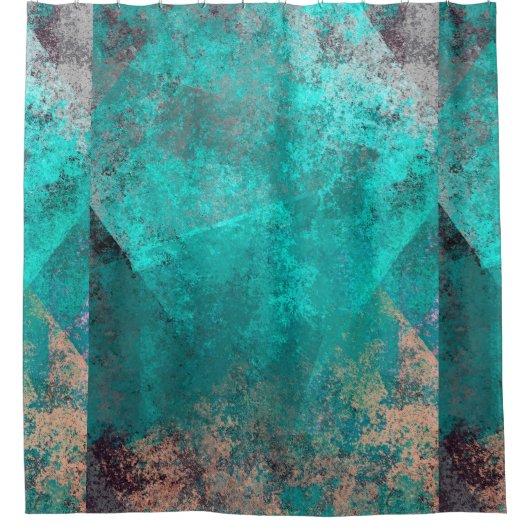 abstracte turquoise blauwgroen grunge textuurachte douchegordijn (Voorkant)