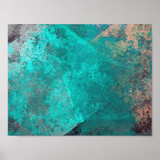 abstracte turquoise blauwgroen grunge textuurachte poster
