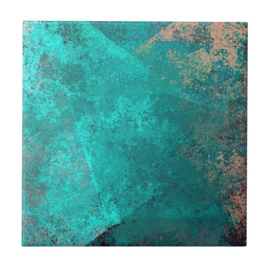 abstracte turquoise blauwgroen grunge textuurachte tegeltje (Voorkant)