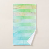 Abstracte Turquoise Bloemen Strepen in Waterverf Bad Handdoek (Handdoek)
