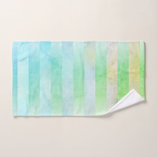 Abstracte Turquoise Bloemen Strepen in Waterverf Bad Handdoek (Handdoek)
