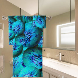 Abstracte turquoise bubbels bad handdoek