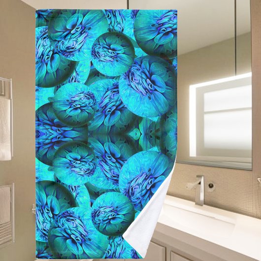 Abstracte turquoise bubbels bad handdoek