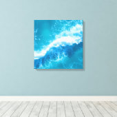 Abstracte turquoise canvas met luchtig oceaan golf afdruk (Insitu (Houten vloer))