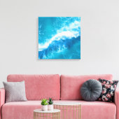 Abstracte turquoise canvas met luchtig oceaan golf afdruk (Insitu (Woonkamer))