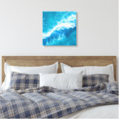 Abstracte turquoise canvas met luchtig oceaan golf afdruk (Insitu (Slaapkamer))
