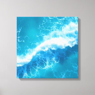 Abstracte turquoise canvas met luchtig oceaan golf afdruk