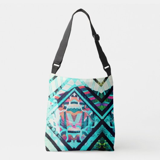 Abstracte Turquoise Crossbody Bag Tas (Voorkant)