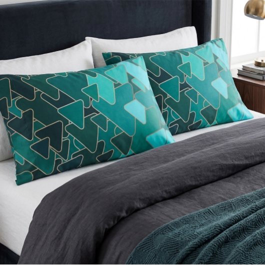 Abstracte Turquoise Driehoek Geometrisch Kussensloop