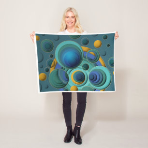 Abstracte turquoise en blauwe hemelbollen kunst fleece deken