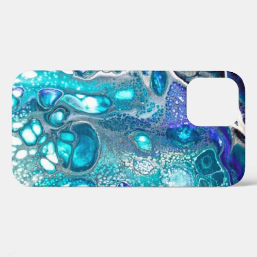 Abstracte turquoise en blue Paint Cell Swirl Case-Mate iPhone Case (Achterkant (horizontaal))