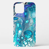 Abstracte turquoise en blue Paint Cell Swirl Case-Mate iPhone Case (Achterkant)