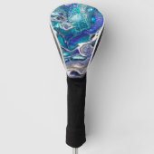 Abstracte turquoise en blue Paint Cell Swirl Golfheadcover (Voorkant)