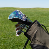 Abstracte turquoise en blue Paint Cell Swirl Golfheadcover (Insitu)