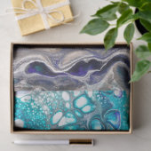 Abstracte turquoise en blue Paint Cell Swirl Tissuepapier (Geschenk)