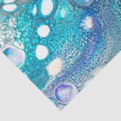 Abstracte turquoise en blue Paint Cell Swirl Tissuepapier (Detail)