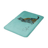 Abstracte Turquoise en Gold Cat Badmat (Gekanteld)
