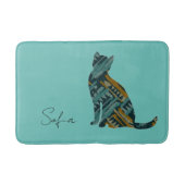 Abstracte Turquoise en Gold Cat Badmat (Voorkant)