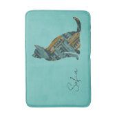 Abstracte Turquoise en Gold Cat Badmat (Voorkant Verticaal)