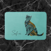 Abstracte Turquoise en Gold Cat Badmat