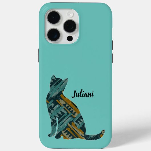 Abstracte Turquoise en Gold Cat Lover Case-Mate iPhone Case (Achterkant)