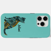 Abstracte Turquoise en Gold Cat Lover Case-Mate iPhone Case (Achterkant (horizontaal))