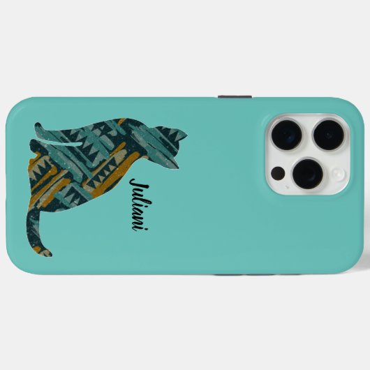 Abstracte Turquoise en Gold Cat Lover Case-Mate iPhone Case (Achterkant (horizontaal))