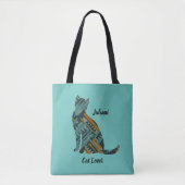 Abstracte Turquoise en Gold Cat Tote Bag (Voorkant)