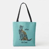 Abstracte Turquoise en Gold Cat Tote Bag (Achterkant)