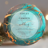 Abstracte Turquoise en gouden hemelse bruiloft Kaart