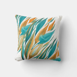 Abstracte turquoise en roest Waterverf kunst Kussen