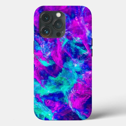 Abstracte turquoise en roze vlammen Case-Mate iPhone case (Achterkant)