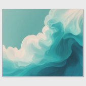 Abstracte turquoise en witte golvende golven cadeaupapier (Vlak)