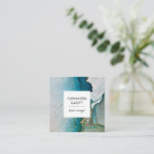 Abstracte turquoise & Gold Alcohol Ink Liquid Art Vierkante Visitekaartje (Staand voorkant)