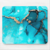 Abstracte turquoise gouden kunst muismat (Voorkant)