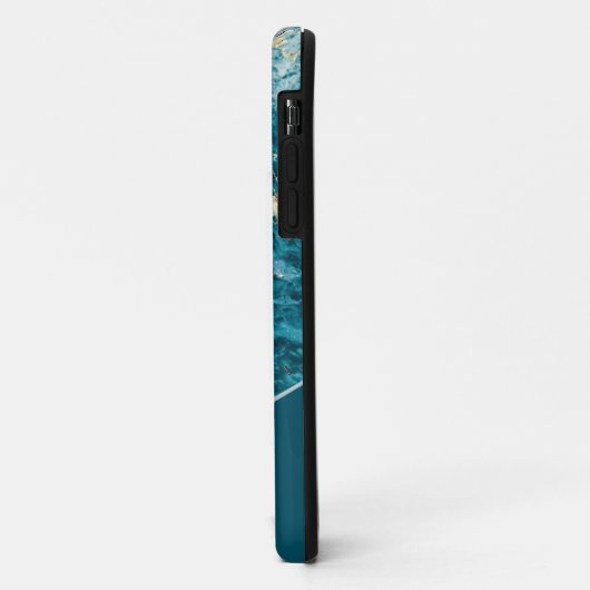 Abstracte turquoise-goudmarmer iPhone Case (Achterkant/links)