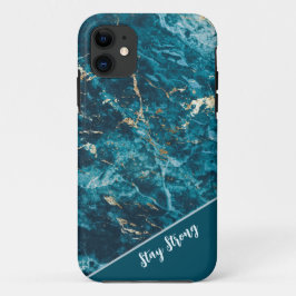 Abstracte turquoise-goudmarmer iPhone Case