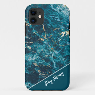 Abstracte turquoise-goudmarmer iPhone Case