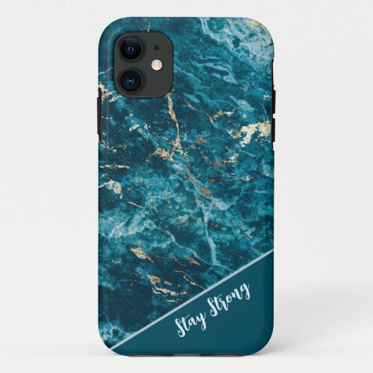 Abstracte turquoise-goudmarmer iPhone Case (Achterkant)