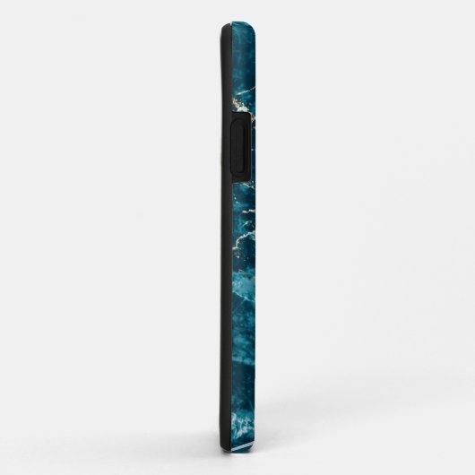 Abstracte turquoise-goudmarmer iPhone Case (Achterkant/rechts)